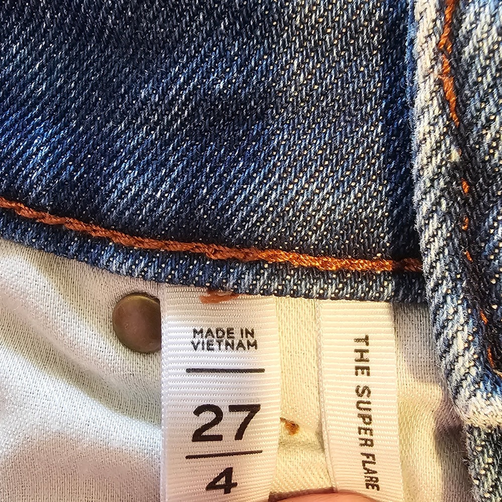 Loft The Super Flare High Rise Front Seam Wide Leg Blue Jeans 27/4 FA24 70445 - Picture 6 of 9